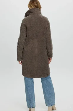 CURLY SHEARLING LAMB SHORT COAT, BELT