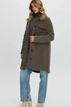 CURLY SHEARLING LAMB SHORT COAT, BELT