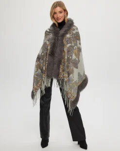 Double Face Cashmere Stole With Toscana Lamb Trim