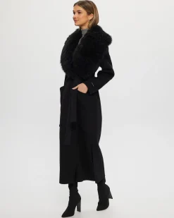 Double Face Loro Piana Cashmere & Wool Coat With Det. Select Cashmere Goat Collar, Belt