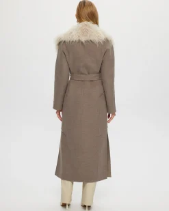 Double Face Loro Piana Cashmere & Wool Coat With Det. Select Cashmere Goat Collar, Belt