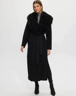 Double Face Loro Piana Cashmere & Wool Coat With Det. Select Cashmere Goat Collar, Belt