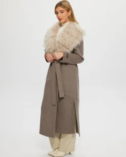 Double Face Loro Piana Cashmere & Wool Coat With Det. Select Cashmere Goat Collar, Belt