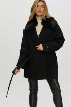 Double Face Loro Piana Cashmere & Wool Belted Jacket With Detachable Merinillo Shearling Lamb Trim