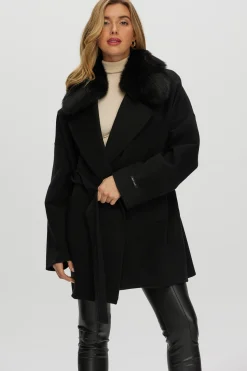 Double Face Loro Piana Cashmere & Wool Belted Jacket With Detachable Merinillo Shearling Lamb Trim