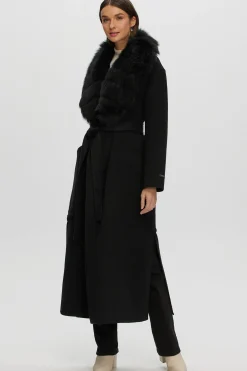 Double Face Loro Piana Cashmere & Wool Coat With Detachable Merinillo Shearling Lamb Collar, Belt