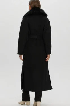 Double Face Loro Piana Cashmere & Wool Coat With Detachable Merinillo Shearling Lamb Collar, Belt