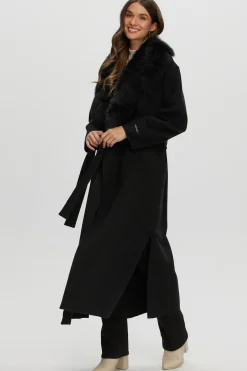 Double Face Loro Piana Cashmere & Wool Coat With Detachable Merinillo Shearling Lamb Collar, Belt
