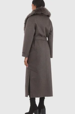 Double Face Loro Piana Cashmere & Wool Coat With Detachable Merinillo Shearling Lamb Collar, Belt