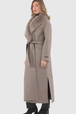 Double Face Loro Piana Cashmere & Wool Coat With Detachable Merinillo Shearling Lamb Collar, Belt