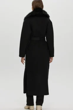 Double Face Loro Piana Cashmere & Wool Coat With Detachable Merinillo Shearling Lamb Collar, Belt