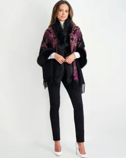 Double Face Select Cashmere Stole With Toscana Shearling Lamb Trim