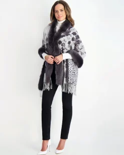 Double Face Select Cashmere Stole With Toscana Shearling Lamb Trim