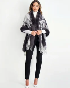 Double Face Select Cashmere Stole With Toscana Shearling Lamb Trim