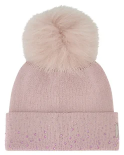 Embellished Beanie With Toscana Shearling Lamb Pompom