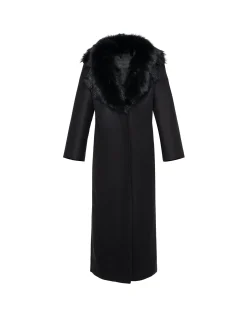 Fabric Coat With Detachable Select Shearling Lamb Collar