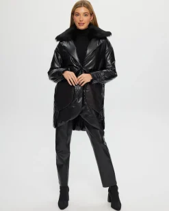 FABRIC JACKET WITH DETACHABLE SHEARLING LAMB COLLAR