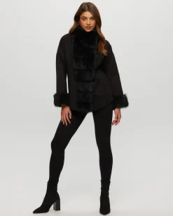 Fabric Jacket With Toscana Lamb Tuxedo And Cuffs