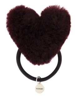 HAIR ELASTIC WITH HEART SHAPED SHEARLING LAMB POMPOM