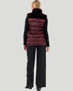 Horizontal Select Shearling Lamb Zip Vest With Quilted Back