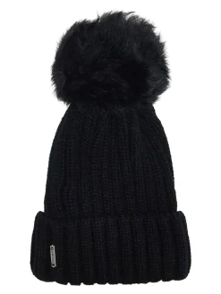 Knit Hat With Toscana Shearling Lamb Pompom