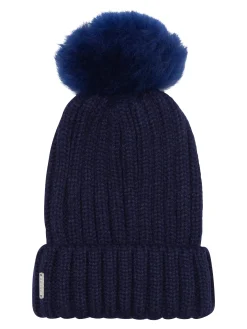 Knit Hat With Toscana Shearling Lamb Pompom