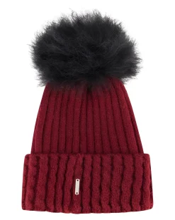 Knit Hat With Toscana Shearling Lamb Pompom