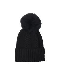 Knit Hat With Toscana Shearling Lamb Pompom