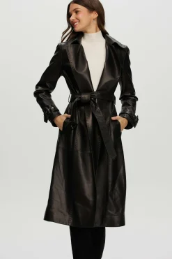 Leather Belted Trenchcoat