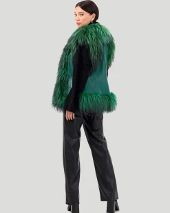 Leather Vest With Select Goat Trim