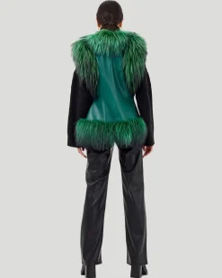 Leather Vest With Select Goat Trim