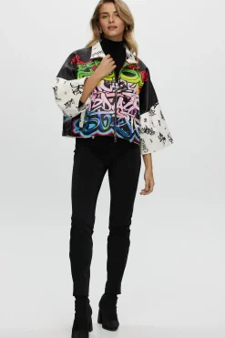 Leather Zip Jacket With Cropped Sleeves