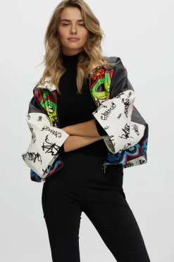 Leather Zip Jacket With Cropped Sleeves