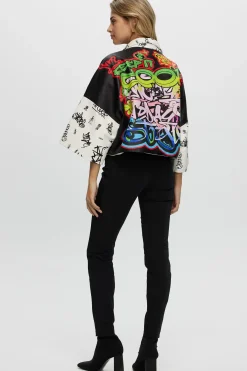 Leather Zip Jacket With Cropped Sleeves