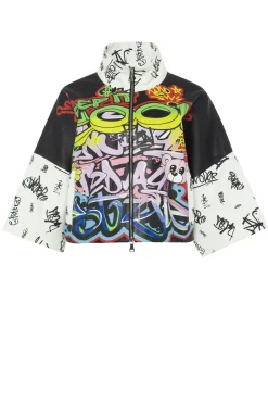 Leather Zip Jacket With Cropped Sleeves