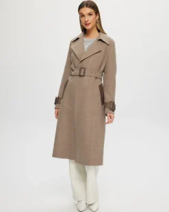 Loro Piana Cashmere & Wool Trench Coat With Leather Trim
