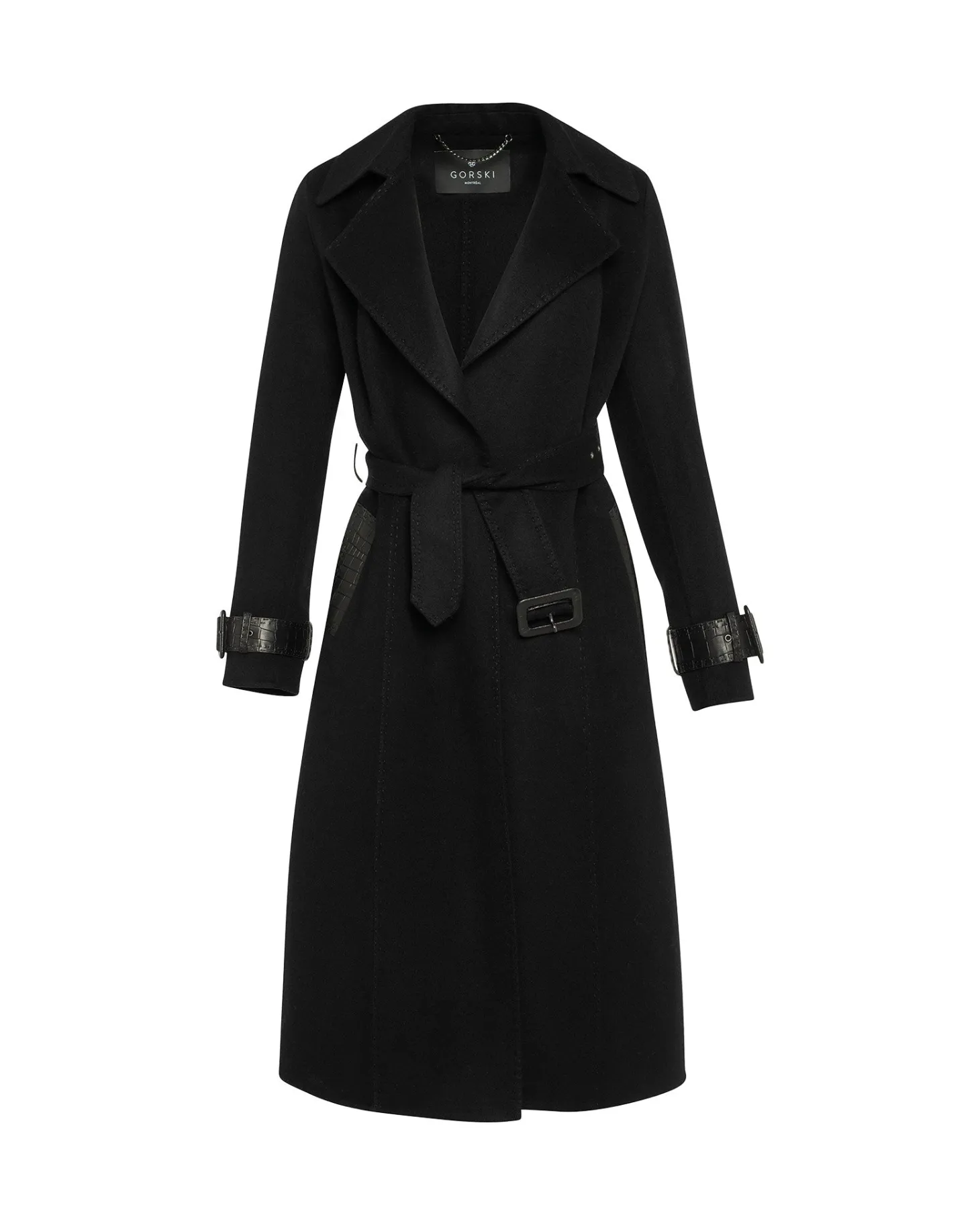 Loro Piana Cashmere & Wool Trench Coat With Leather Trim