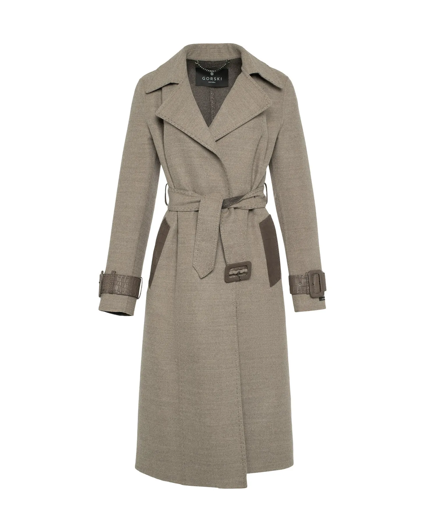 Loro Piana Cashmere & Wool Trench Coat With Leather Trim