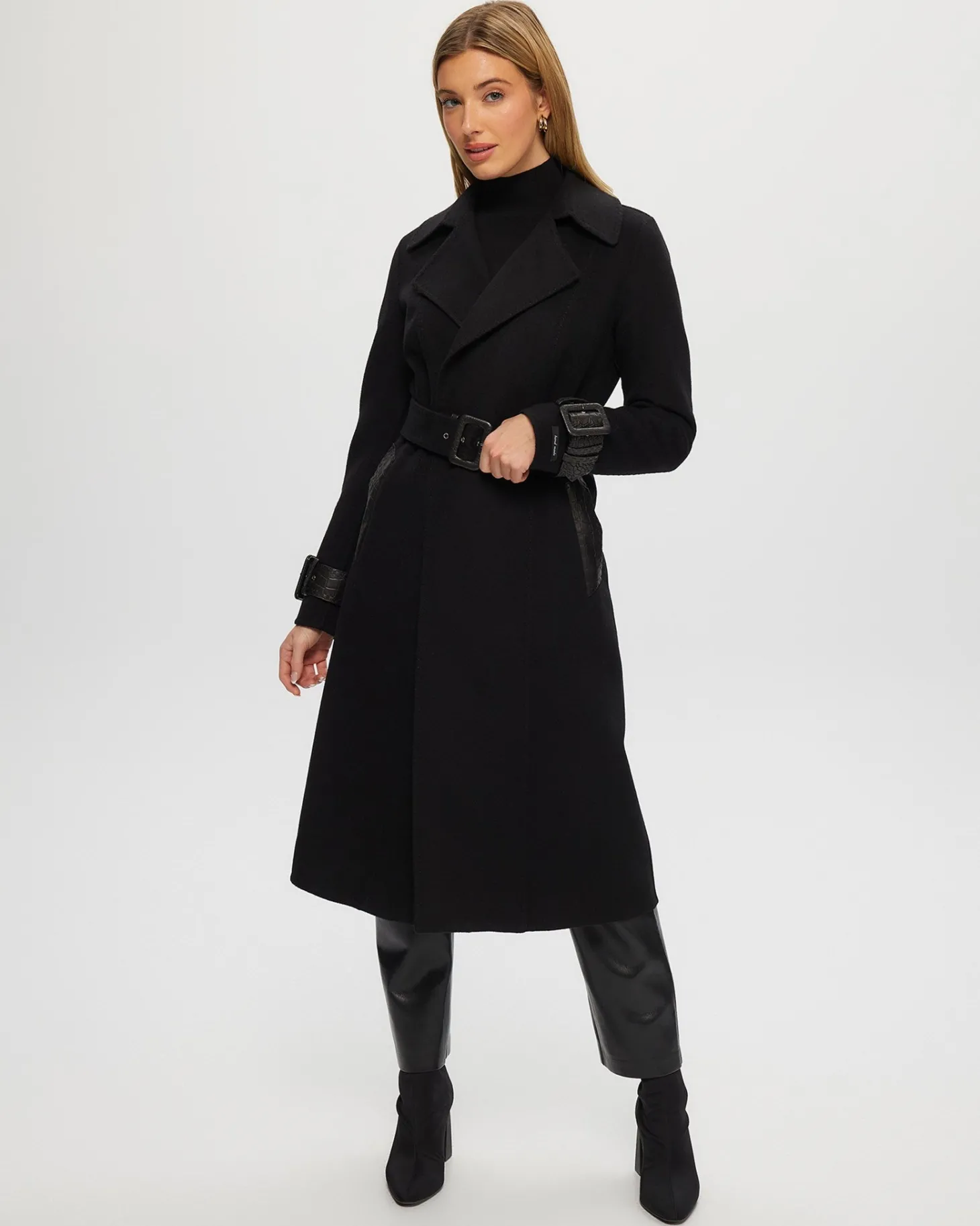 Loro Piana Cashmere & Wool Trench Coat With Leather Trim