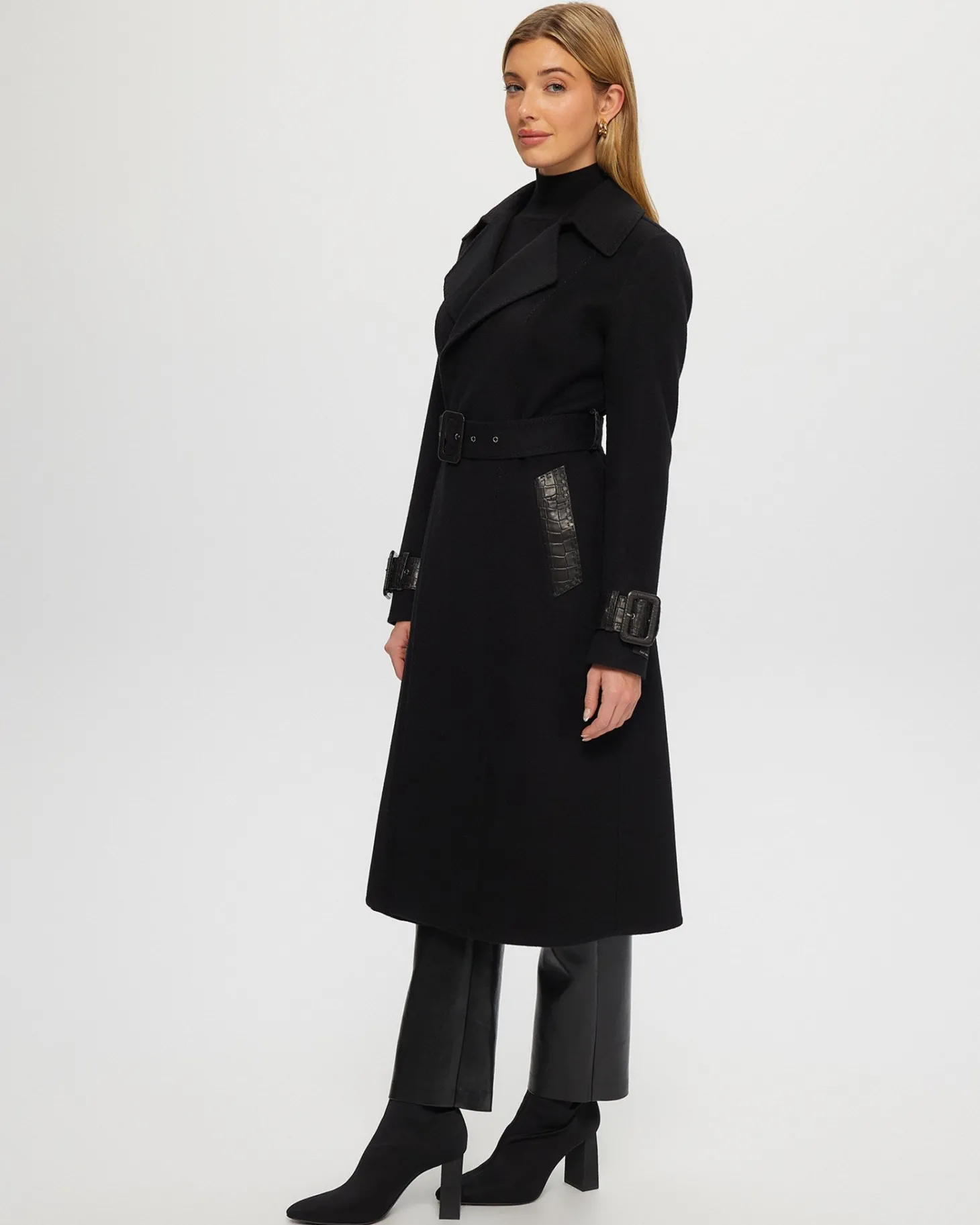 Loro Piana Cashmere & Wool Trench Coat With Leather Trim