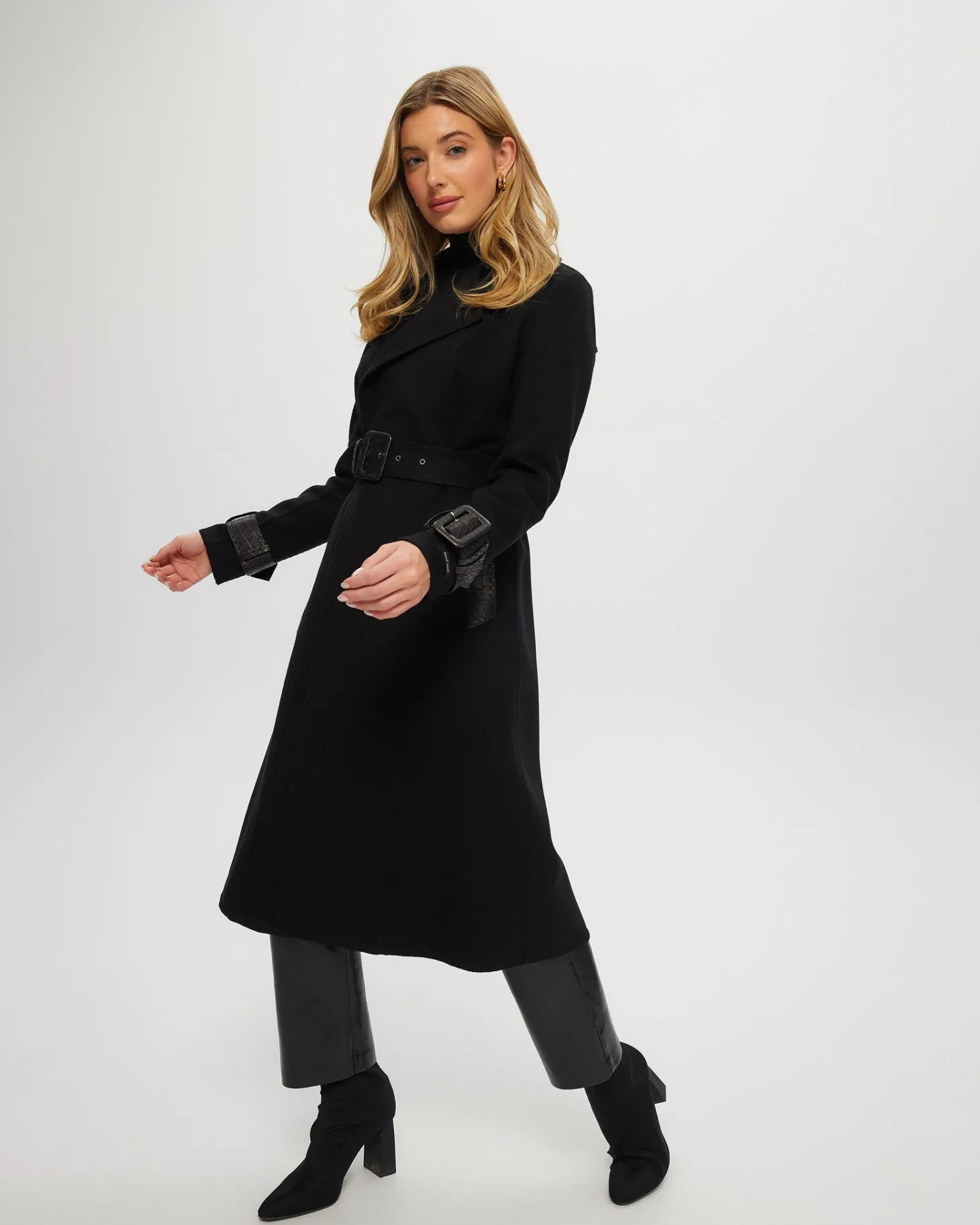 Loro Piana Cashmere & Wool Trench Coat With Leather Trim