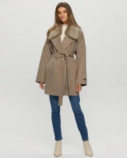 Loro Piana Cashmere & Wool Belted Jacket With Detachable Toscana Shearling Lamb Trim