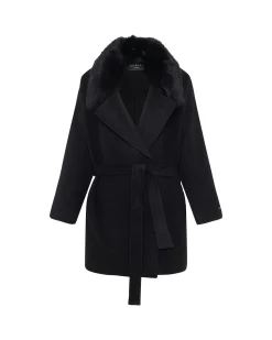 Loro Piana Cashmere & Wool Belted Jacket With Detachable Toscana Shearling Lamb Trim