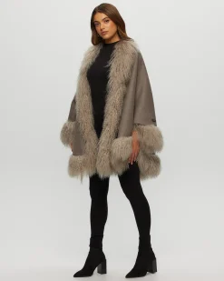 Loro Piana Cashmere & Wool Cape With Select Lamb Trim