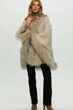 Loro Piana Cashmere & Wool Cape With Select Lamb Trim