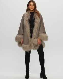 Loro Piana Cashmere & Wool Cape With Select Lamb Trim