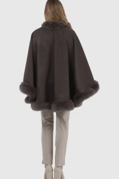 Loro Piana Cashmere & Wool Cape With Merinillo Shearling Lamb Trim