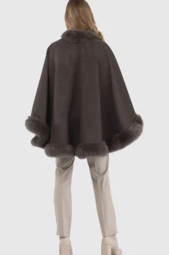Loro Piana Cashmere & Wool Cape With Merinillo Shearling Lamb Trim