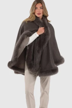 Loro Piana Cashmere & Wool Cape With Merinillo Shearling Lamb Trim