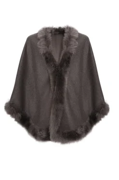 Loro Piana Cashmere & Wool Cape With Merinillo Shearling Lamb Trim